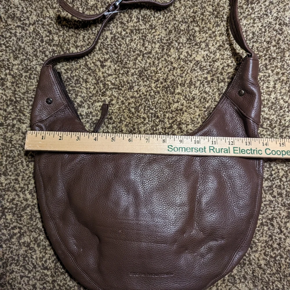 STONE MOUNTAIN Shoulder Bag Brown Leather Silver Hardware 13 X 14 NWT - Picture 4 of 8
